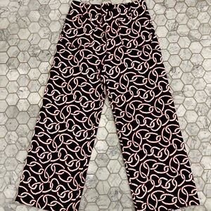 Anthropologie Maeve Colette Red/White/Navy Chain Print Cropped Pant